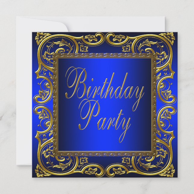 Invitación Fiesta de cumpleaños de oro azul de la Marina Real (Anverso)