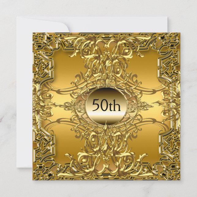Invitación Fiesta de cumpleaños de oro de lujo 50º (Anverso)