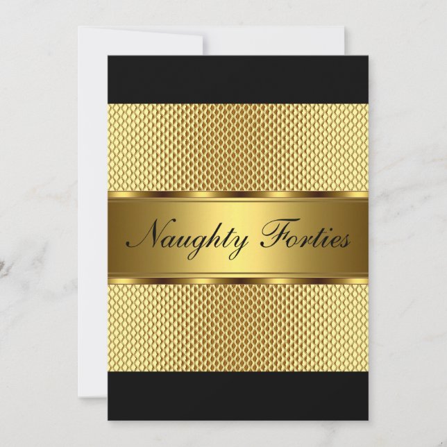 Invitación Fiesta de cumpleaños de oro de Naughty Forties 2 (Anverso)