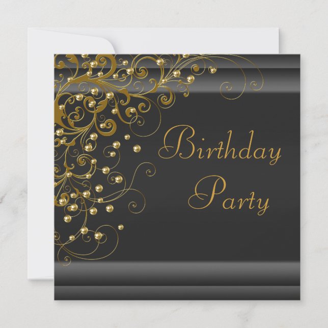 Invitación Fiesta de cumpleaños de oro para las mujeres de Pe (Anverso)