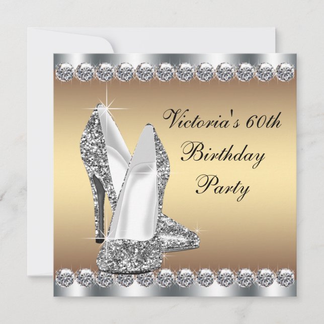 Invitación Fiesta de cumpleaños de oro para mujer (Anverso)