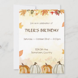 Invitación fiesta de cumpleaños de otoño