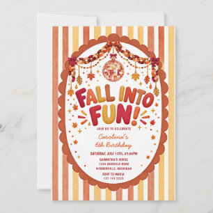 Invitación Fiesta de cumpleaños de otoño divertida Disco Retr