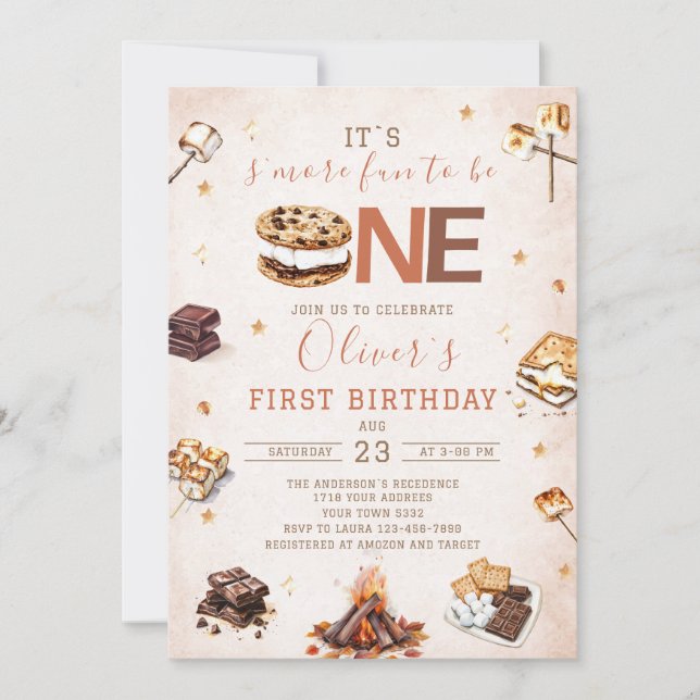 Invitación Fiesta de cumpleaños de otoño para amar más S'more (Anverso)