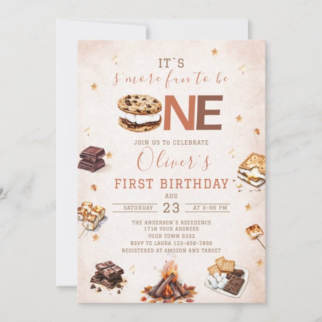 Invitación Fiesta de cumpleaños de otoño para amar más S'more (Anverso)