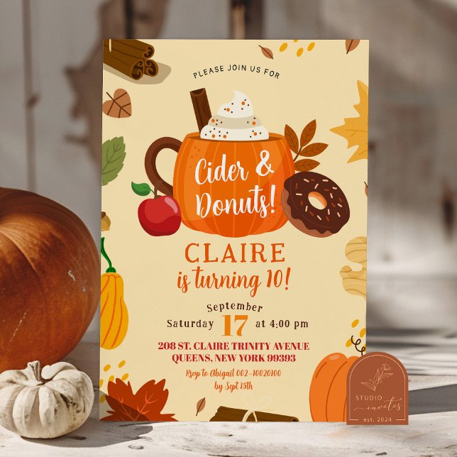 Invitación Fiesta de cumpleaños de otoño y donuts (Subido por el creador)