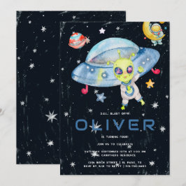Invitación Fiesta de cumpleaños de ovni alienígena espacial m