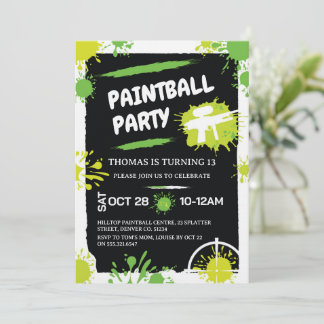 Invitación Fiesta de cumpleaños de paintball