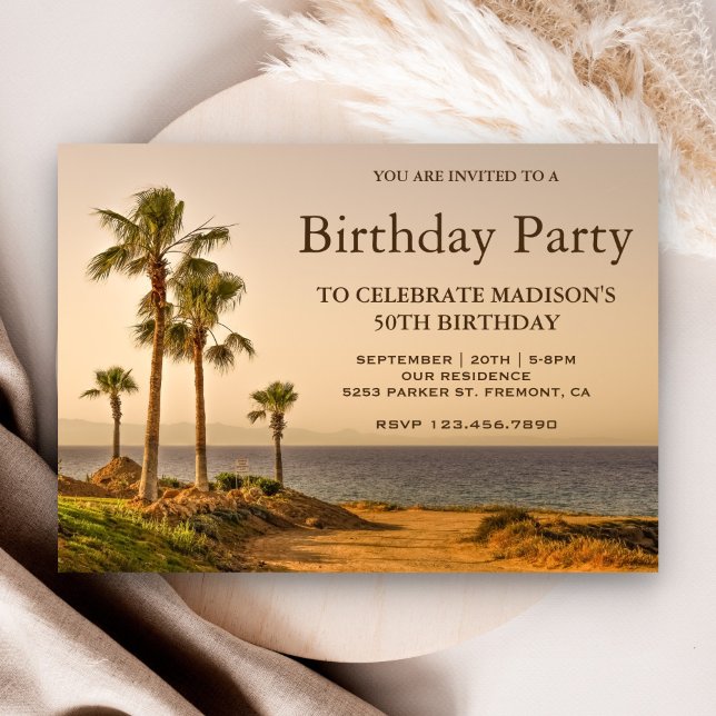 Invitación Fiesta de Cumpleaños de Palmeras de Isla Tropical (Subido por el creador)