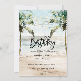 Invitación Fiesta de cumpleaños de palmeras tropicales