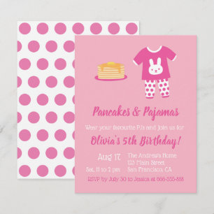 Invitación Fiesta de Cumpleaños de Pancakes y Pijamas de Luna