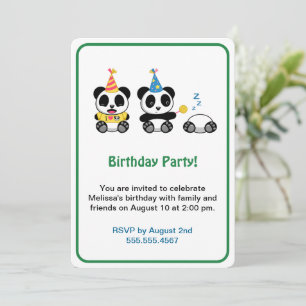 Invitación Fiesta de Cumpleaños de Pandas Adorables
