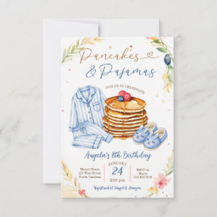 Invitación Fiesta de Cumpleaños de Panqueques Azules y Pijama