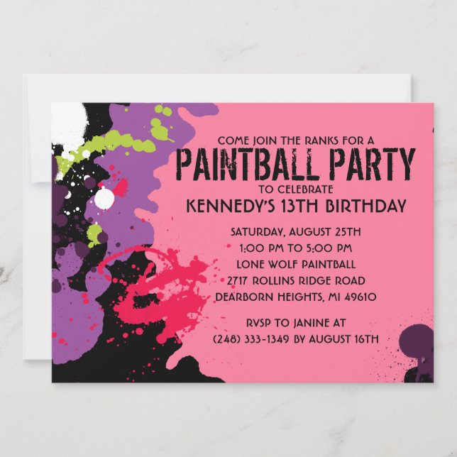 Invitación Fiesta de cumpleaños de Papúa Rosada (Anverso)