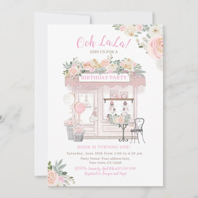 Invitación Fiesta de cumpleaños de París (Anverso)