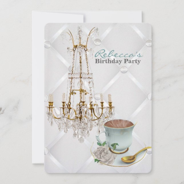 Invitación fiesta de cumpleaños de París de la taza de té de (Anverso)