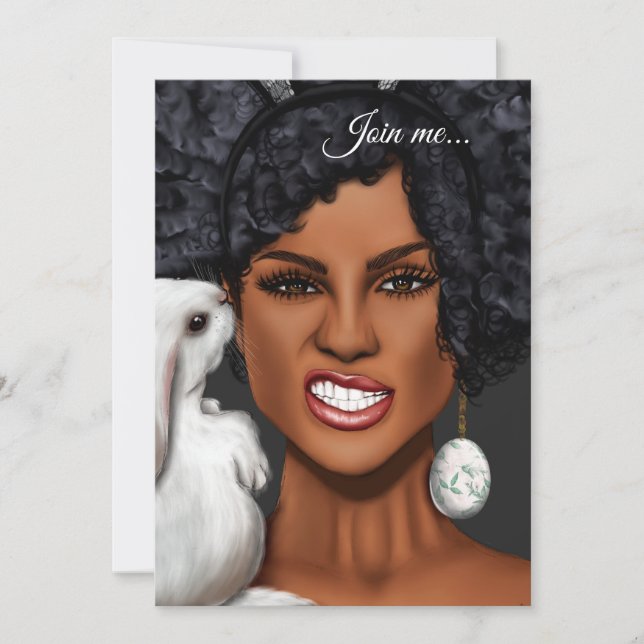 Invitación Fiesta de Cumpleaños de Pascua de Mujer Negra (Anverso)