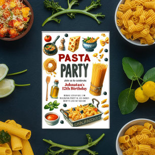 Invitación Fiesta de cumpleaños de Pasta Watercolor