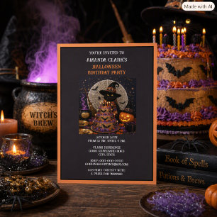Invitación Fiesta de cumpleaños de pastel de calabaza de bruj