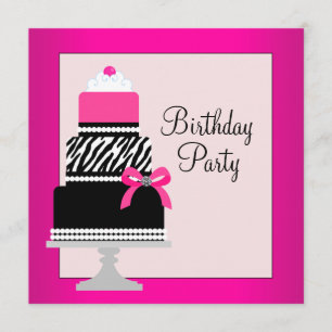 Invitación Fiesta de cumpleaños de pastel de pasteles rosados