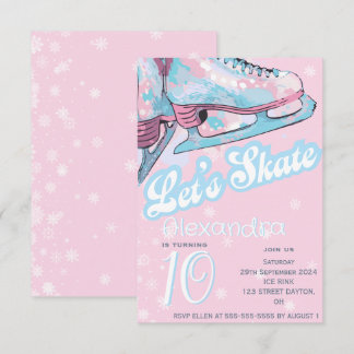 Invitación Fiesta de cumpleaños de patinaje artístico sobre h