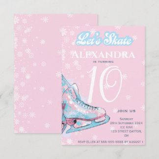 Invitación Fiesta de cumpleaños de patinaje artístico sobre h