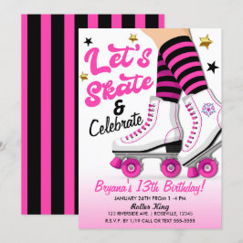 Invitación Fiesta de Cumpleaños de Patinaje en Patines de Rod