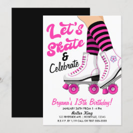 Invitación Fiesta de Cumpleaños de Patinaje en Patines de Rod