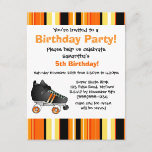Invitación Fiesta de cumpleaños de patinaje para Naranjas - b
