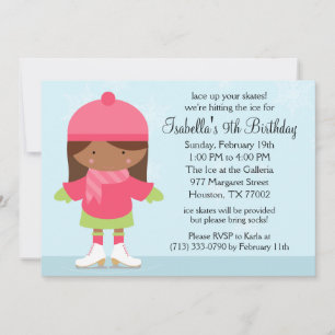 Invitación Fiesta de cumpleaños de patinaje sobre hielo afroa