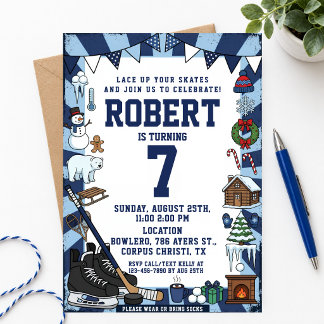 Invitación Fiesta de Cumpleaños de Patinaje sobre Hielo de In