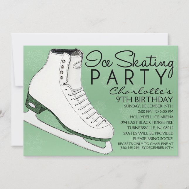 Invitación Fiesta de cumpleaños de patinaje sobre hielo de la (Anverso)