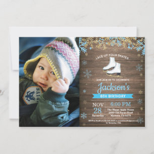 Invitación Fiesta de cumpleaños de patinaje sobre hielo Foto 