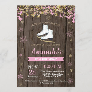 Invitación Fiesta de Cumpleaños de Patinaje sobre Hielo Invit