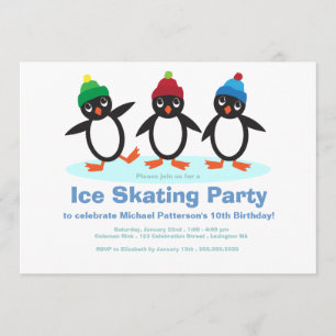 Invitación Fiesta de cumpleaños de patinaje sobre hielo para