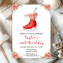 Fiesta de cumpleaños de patinaje sobre hielo rojo