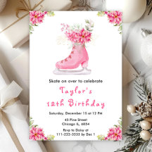 Fiesta de cumpleaños de patinaje sobre hielo rosa