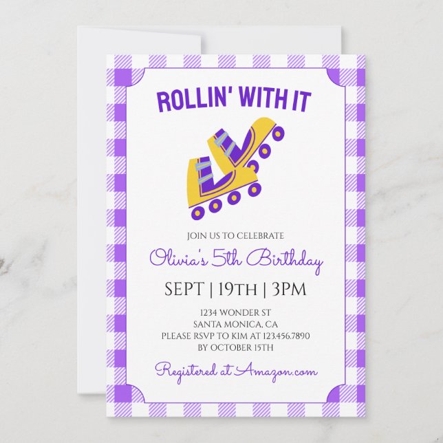 Invitación Fiesta de Cumpleaños de Patinaje sobre Ruedas con  (Anverso)