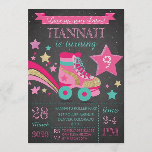 Invitación Fiesta de cumpleaños de patinaje sobre ruedas para (Anverso)