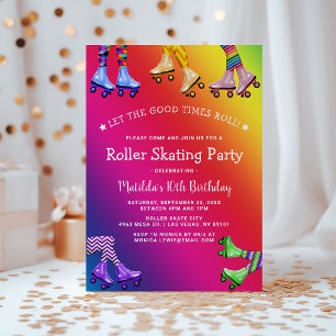 Invitación Fiesta de cumpleaños de patinaje sobre ruedas para