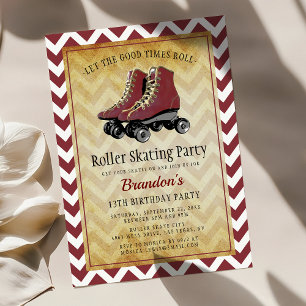 Invitación Fiesta de cumpleaños de patinaje sobre ruedas retr