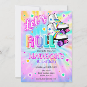 Invitación Fiesta de Cumpleaños de Patinaje sobre Ruedas Tie 