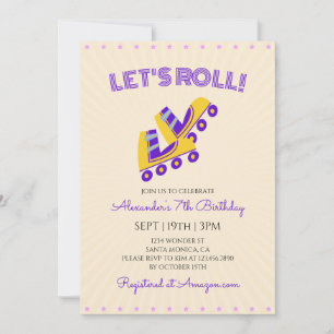 Invitación Fiesta de Cumpleaños de Patines de Rodillos Retro