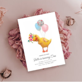 Invitación Fiesta de cumpleaños de pato invita al pato floral