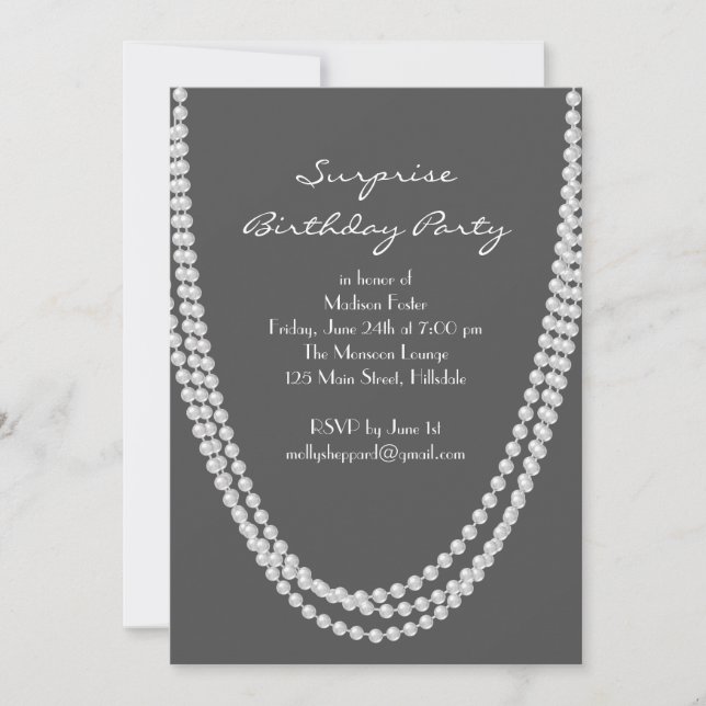 Invitación Fiesta de cumpleaños de Pearl Surprise de 1920 inv (Anverso)