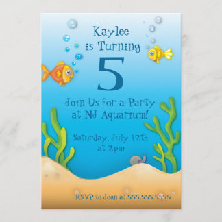 Invitación fiesta de cumpleaños de peces de acuario lindos