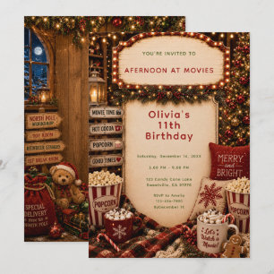 Invitación Fiesta de cumpleaños de película de Navidad