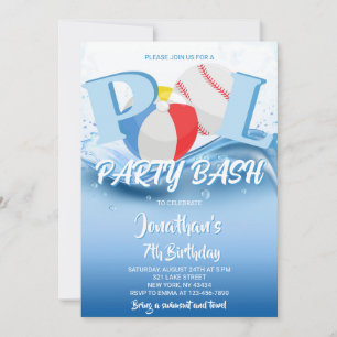 Invitación Fiesta de Cumpleaños de Pelota de Playa de Béisbol