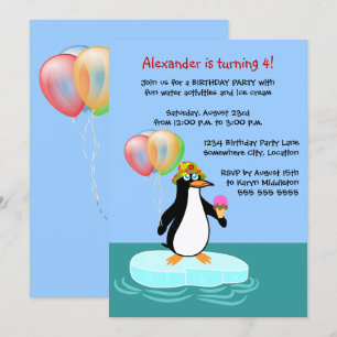 Invitación Fiesta de cumpleaños de Penguin Fun