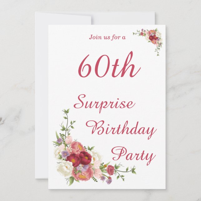 Invitación Fiesta de cumpleaños de Peony Floral (Anverso)